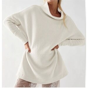Free People Ottoman Slouchy Sweater Tunic Ecru Ivory Oversized Relaxed Womens S